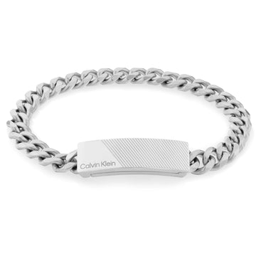 Ανδρικό βραχιόλι Calvin Klein 35000417 κατασκευασμένο από ατσάλι σε ασημί χρώμα με σχέδιο μπρασελέ και ασημί μαγνητικό κούμπωμα.